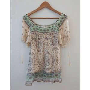 ECI new york bohemian silk blouse S